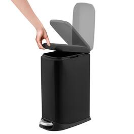 Jojoka - 3.2 Gallon Stainless Steel Trash Can with Soft-Close Step Pedal, Fingerprint-Resistant - Black