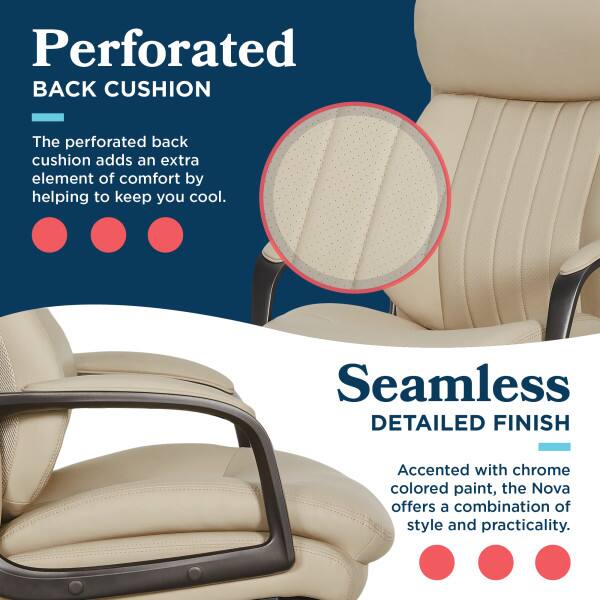 Perforated BACK CUSHION  
The perforated back cushion adds an extra element of comfort by helping to keep you cool.

Seamless DETAILED FINISH  
Accented with chrome colored paint, the Nova offers a combination of style and practicality.