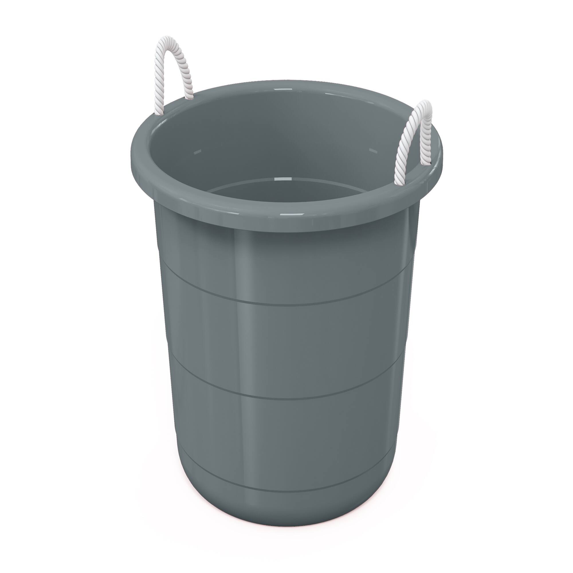 Alt View 1. Life Story - Life Story 17 Gallon Round Open Storage Bucket with Rope Handles, Gray, 8 Pack - Gray.