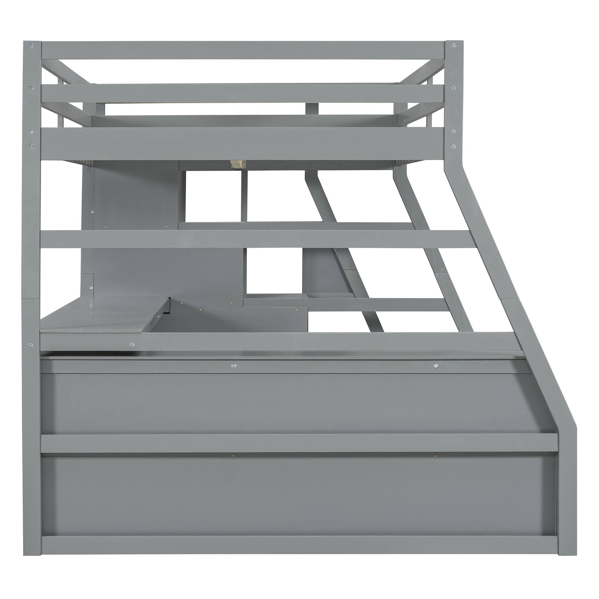 Alt View 8. Tiramisubest - Full Size Gray Loft Bed with 7 Drawers, 2 Shelves & Desk - Plywood, Sturdy & Uniquely Designed - Gray.