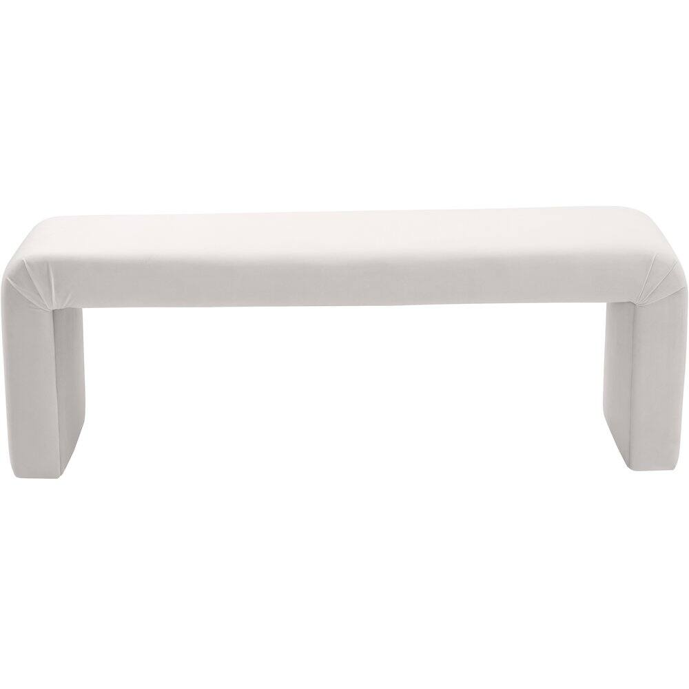 Alt View 3. Meridian Furniture - Minimalist Cream Velvet Bench - Beige.