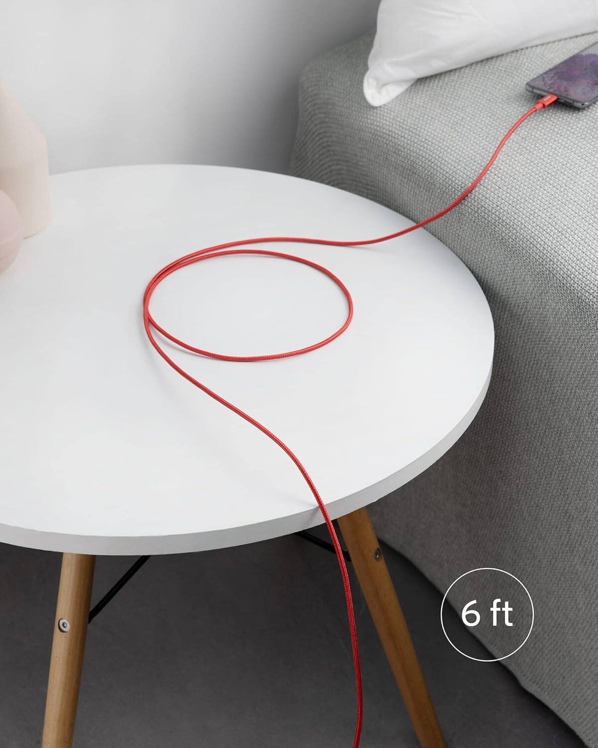 Alt View 6. Anker - USB C to USB C Cable (6FT, 2Pack) - Red.