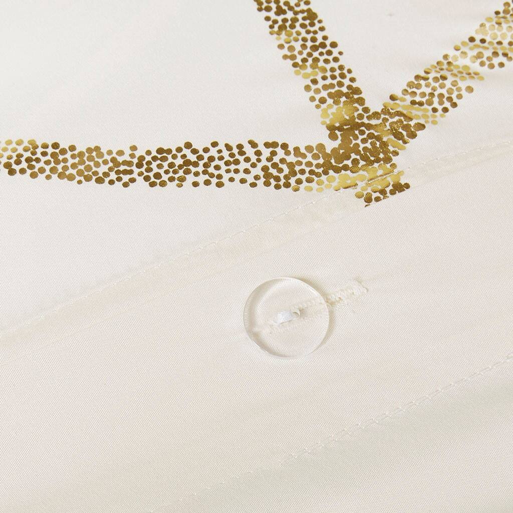 Alt View 3. Gracie Mills - Gracie Mills Isabelle Metallic Geometric Duvet Cover Set - Ivory/Gold.