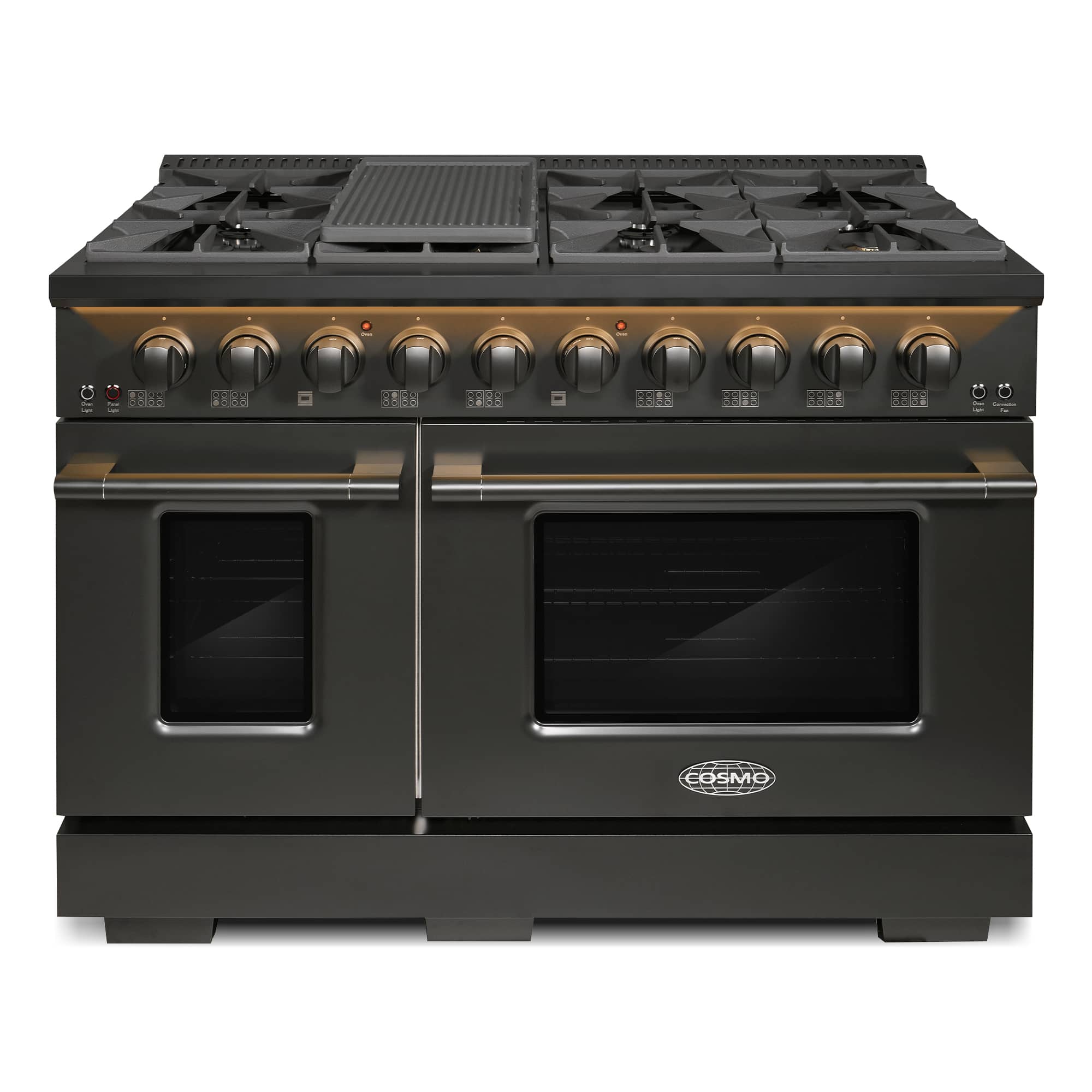 COSMO - 48 in. Vista Collection 6.6 cu. ft. Double Oven Gas Range, 8 Burners, LED Panel, Cast Iron Grates, Matte Black - Matte Black price history on PriceWatchPro