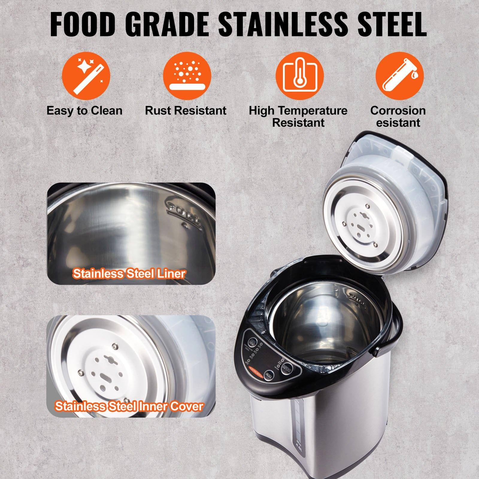 FOOD GRADE STAINLESS STEEL

- Easy to Clean
- Rust Resistant
- High Temperature Resistant
- Corrosion Resistant

Stainless Steel Liner

Stainless Steel Inner Cover