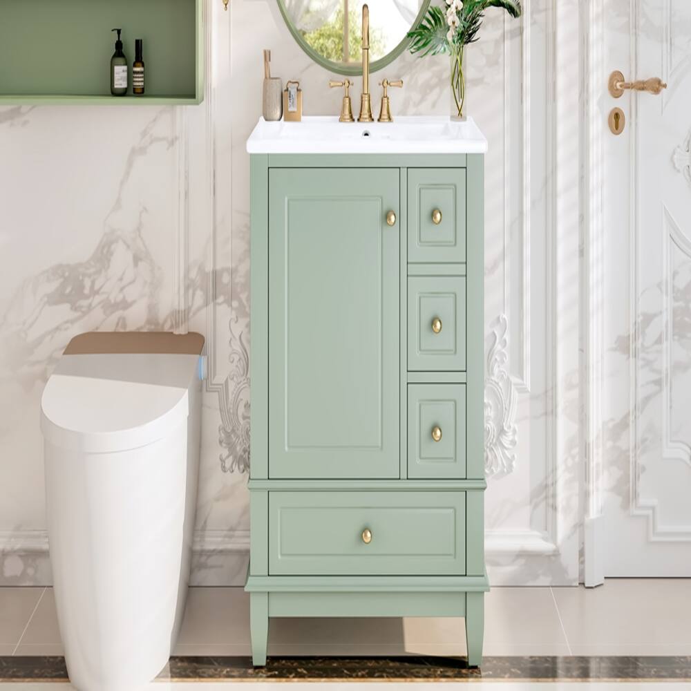 Alt View 3. Loheer - Loheer 24 Inch Bathroom Vanity with Sink Green Freestanding Vanity Cabinet Modern Sink Cabinet for Small Bathrooms - Green.