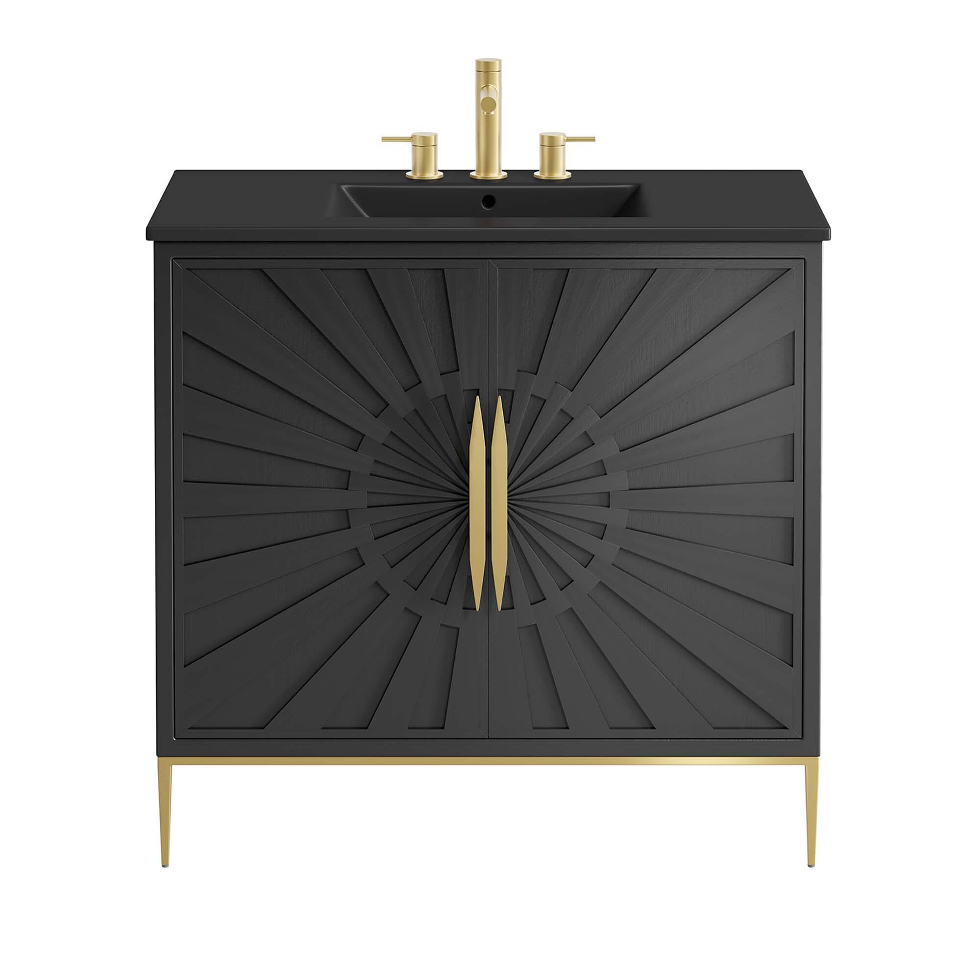 Alt View 4. Modway - Awaken Bathroom Vanity Basin Included by Modway - Black Black.