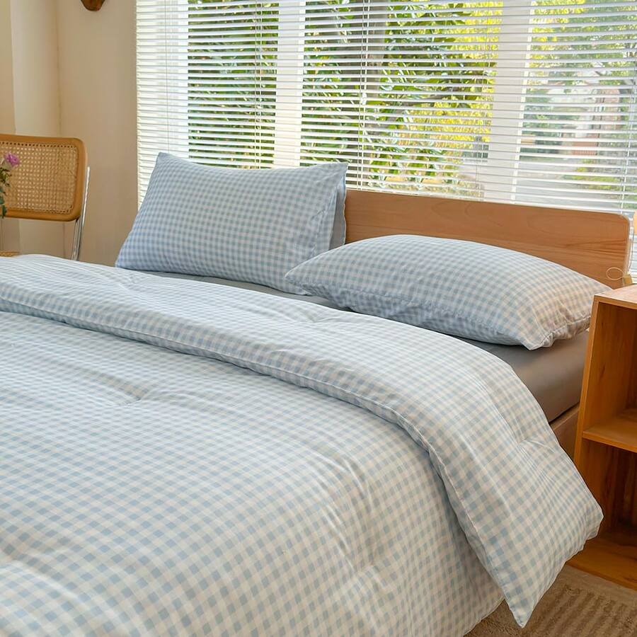 Paradigms Interiors Comforter Set Light Gingham Bedding Sets Grid Bed 2 ...