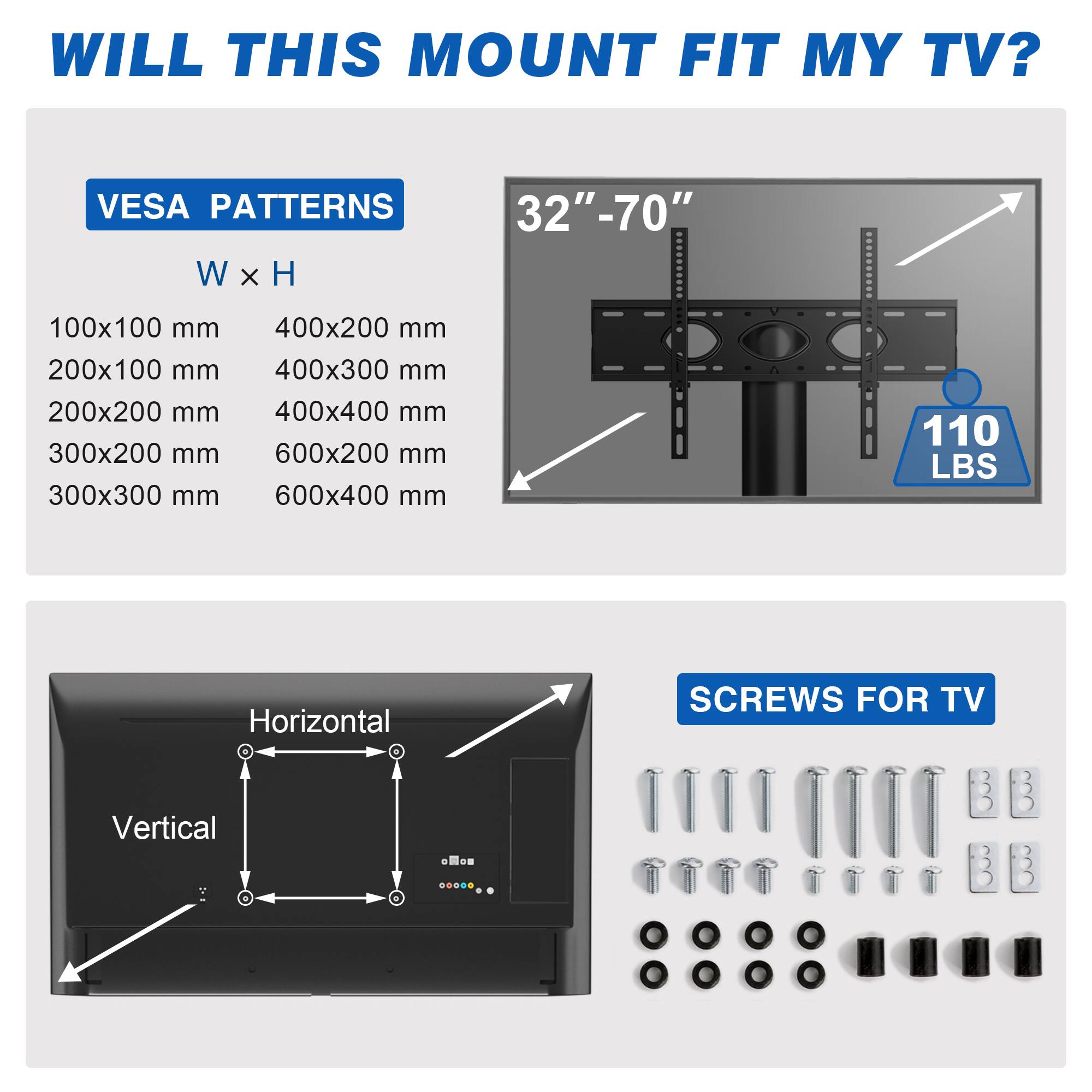 Rfiver Suitable for 32 70 inch heavy floor standing TV stands Black ...