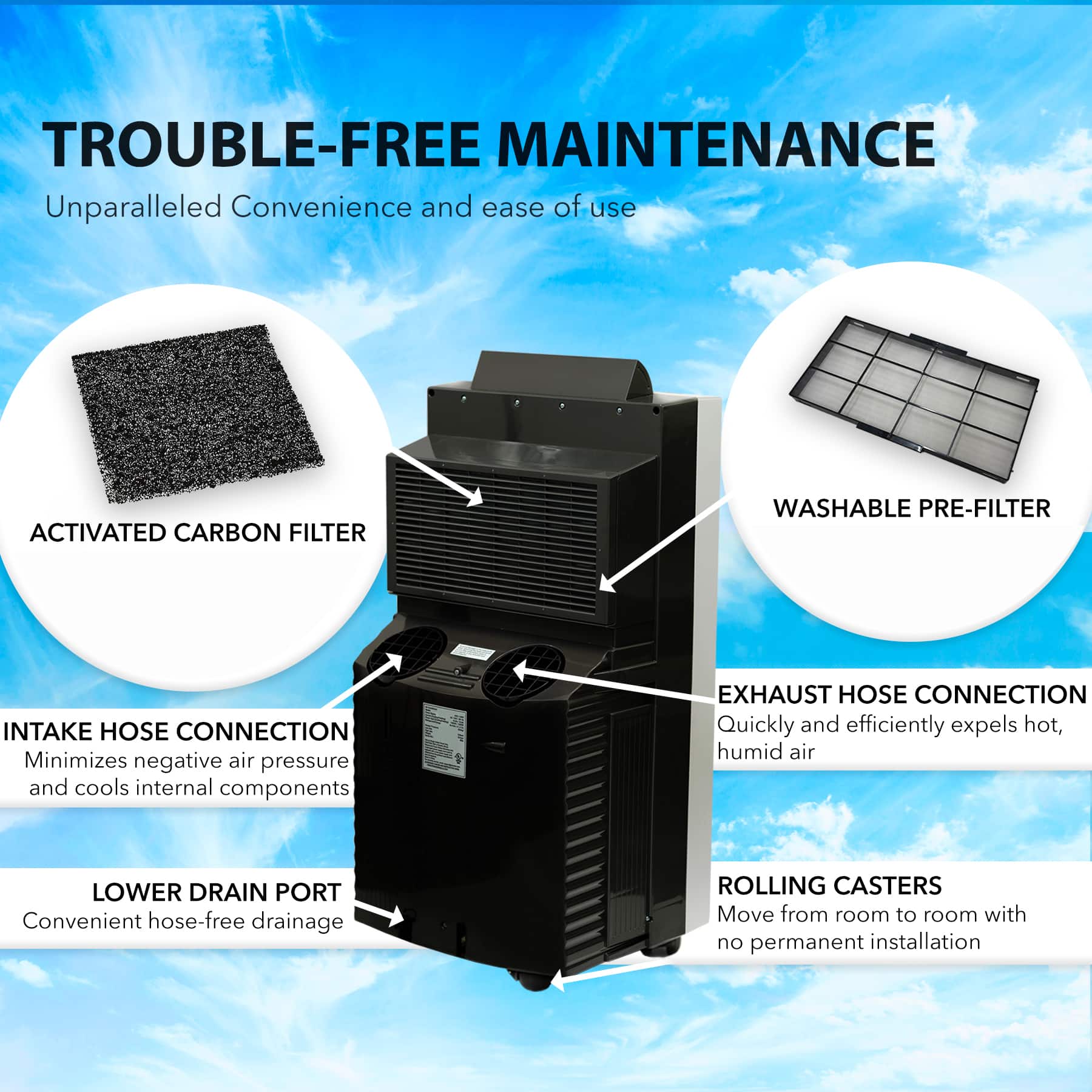 Alt View 13. Whynter - ARC-14S 14,000 (9,500 BTU SACC) BTU Dual Hose Cooling Portable Air Conditioner up to 500 sq ft in - Platinum/Black.