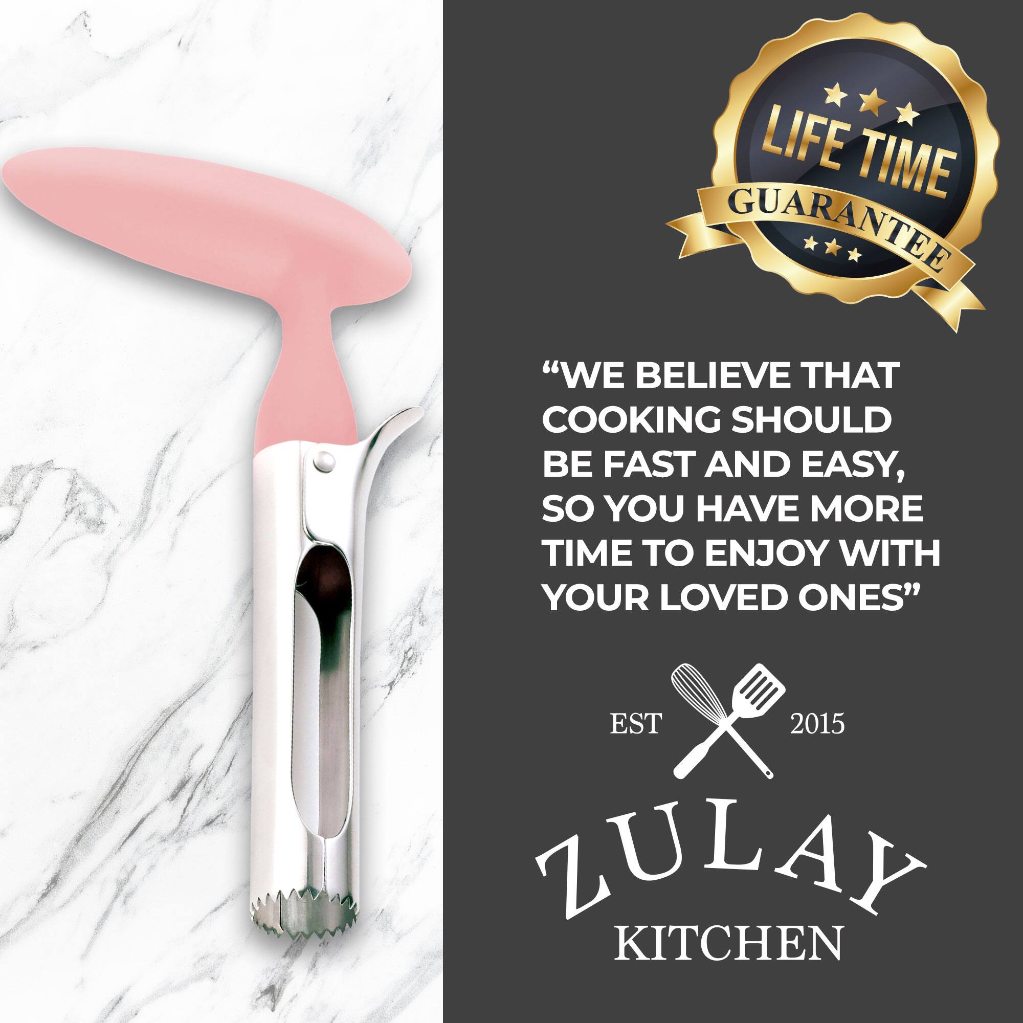 Alt View 3. Zulay Kitchen - Zulay Kitchen Premium Apple Corer Tool - Ultra Sharp, Stainless Steel, Serrated Blades for Easy Coring - Pink.