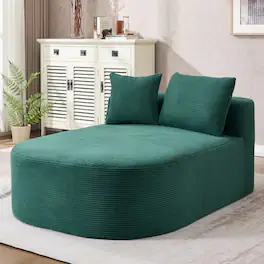 COWLOWN - 67.5in Chaise Lounge Chair 46in Wide Seat Indoor Corduroy Oversized Sleeper Sofa Deep Seat Two Soft Pillows Green - Green
