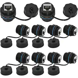 ACJPR - Shielded CAT6 RJ45 Waterproof Panel Mount Connectors, 10-Pack