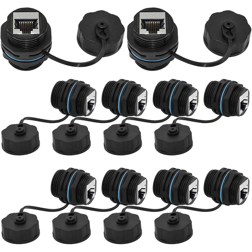 Front. ACJPR - Shielded CAT6 RJ45 Waterproof Panel Mount Connectors, 10-Pack.