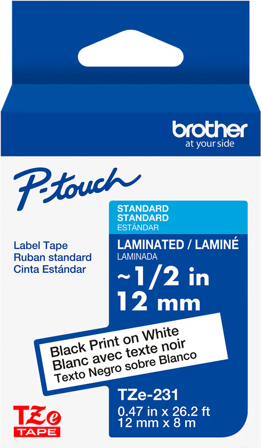 Brother P Touch TZe 231 Durable Laminated Black Print On White Label brother-p-touch-tze-231-durable-laminated-black-print-on-white-label