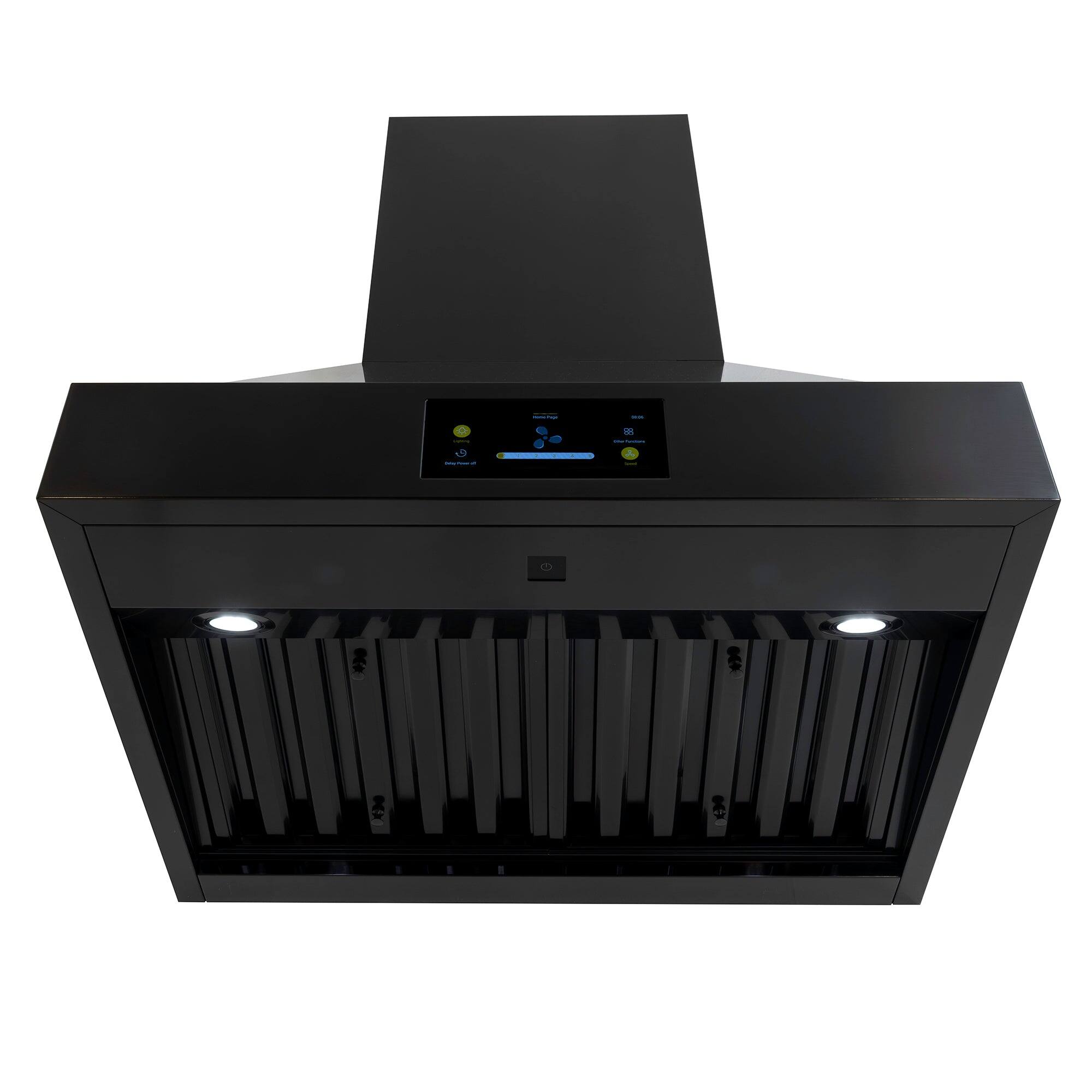 Alt View 1. Induction Hardware - 30 Inch Range Hood, Professional Wall Mount Vent Hood, 1000 CFM, efficient DC-Motor, Ultra-Quiet Multi-Speed, LED Lights - Black.