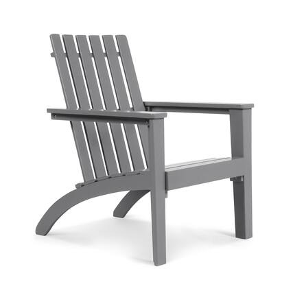 Front. SlickBlue - Acacia Wood Outdoor Adirondack Lounge Chair for Patio - Grey.