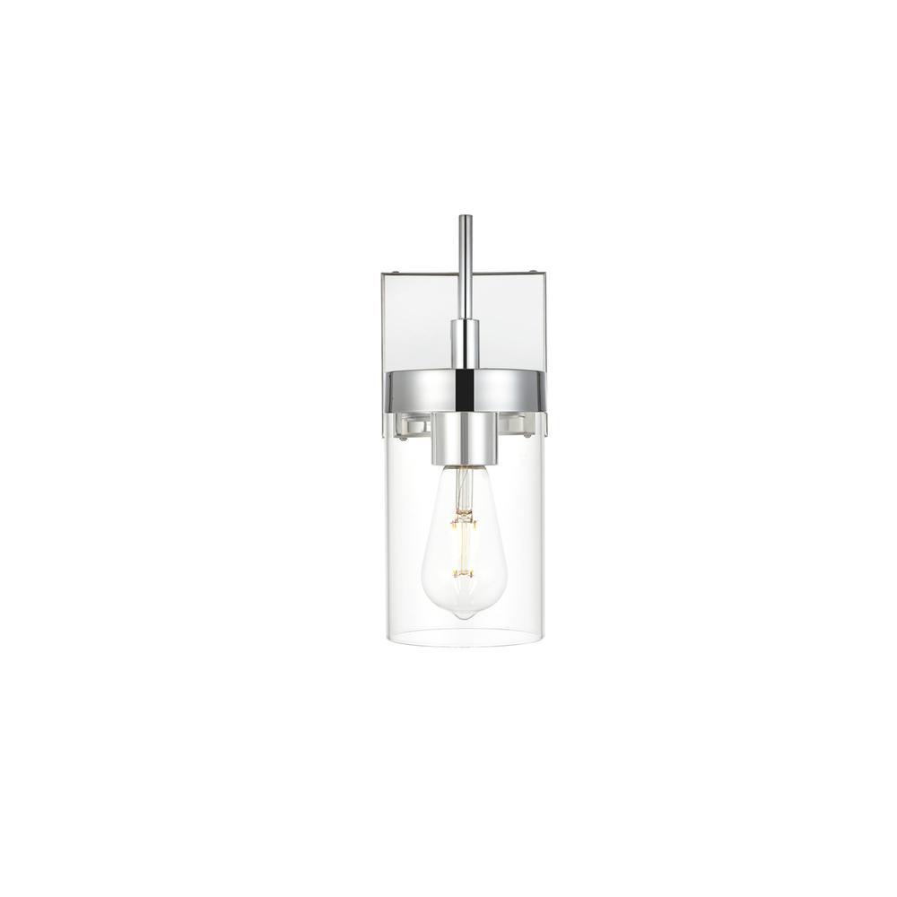 Alt View 2. Living District - Benny 1 light Chrome and Clear Bath Sconce - Chrome And Clear.