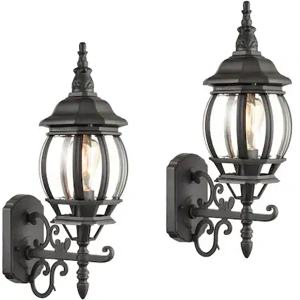 Front. MOOSE - 2-Pack Industrial Wall Light Waterproof Exterior Sconce Matte Black - Black.