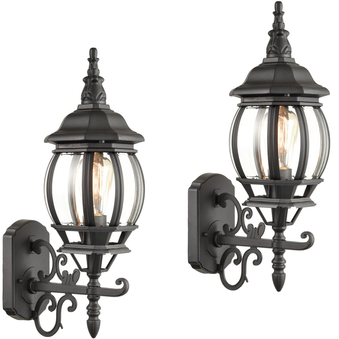 Front. MOOSE - 2-Pack Industrial Wall Light Waterproof Exterior Sconce Matte Black - Black.
