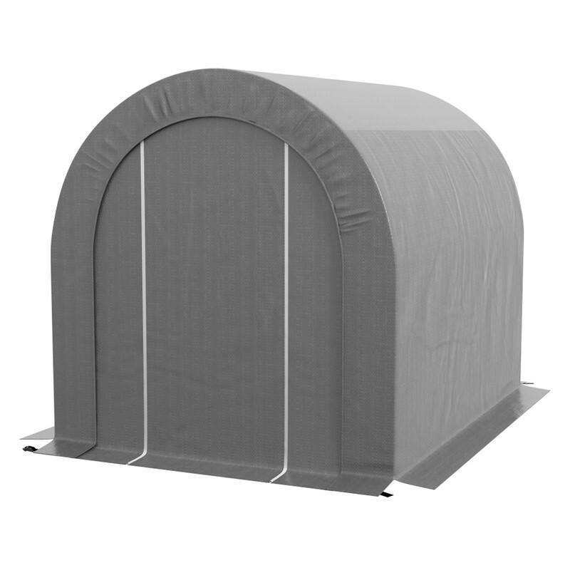 Angle. HTUTWOO - Garden Storage Tent With Galvanized Frame - 6' x 8' Heavy Duty Outdoor Shed, Waterproof Portable Shade Shelter for Tools - Dark Gray.