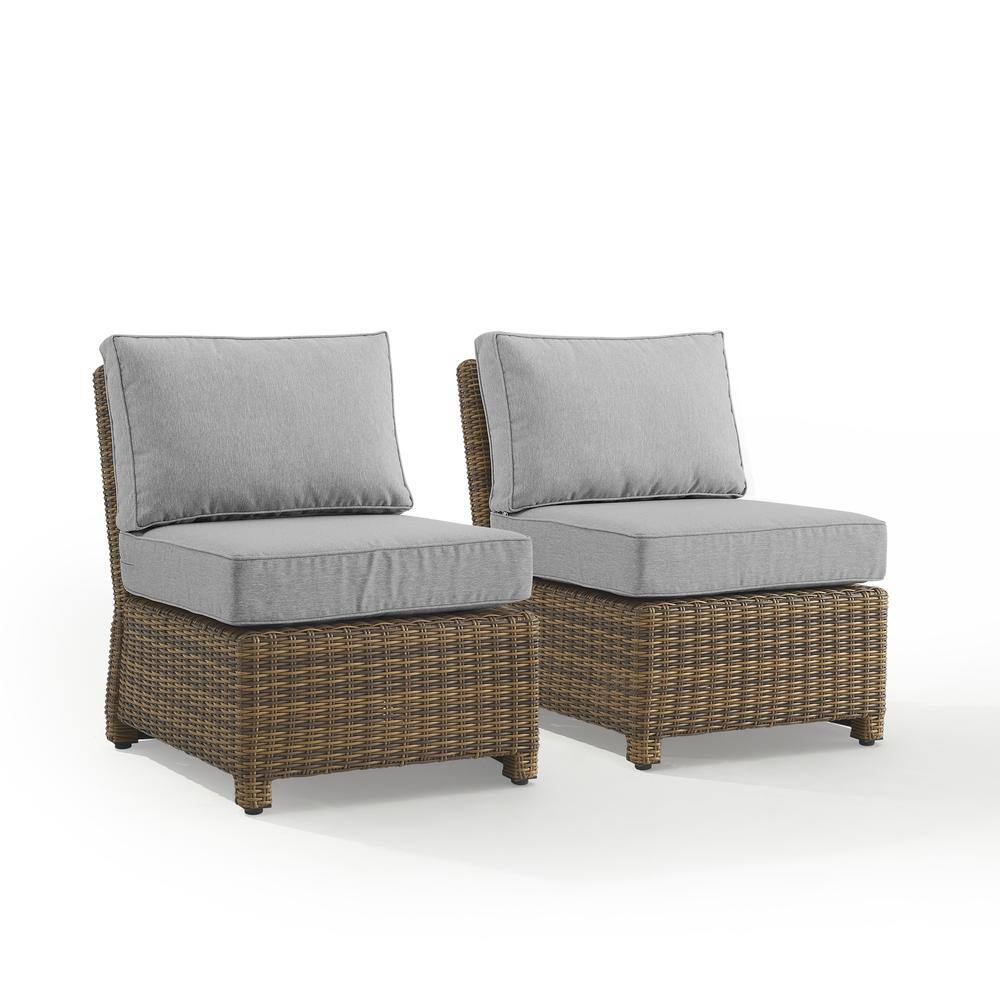 Alt View 3. Crosley Furniture - Bradenton 2Pc Armless Wicker Outdoor Chair Set - 2 Armless Chairs - Gray.