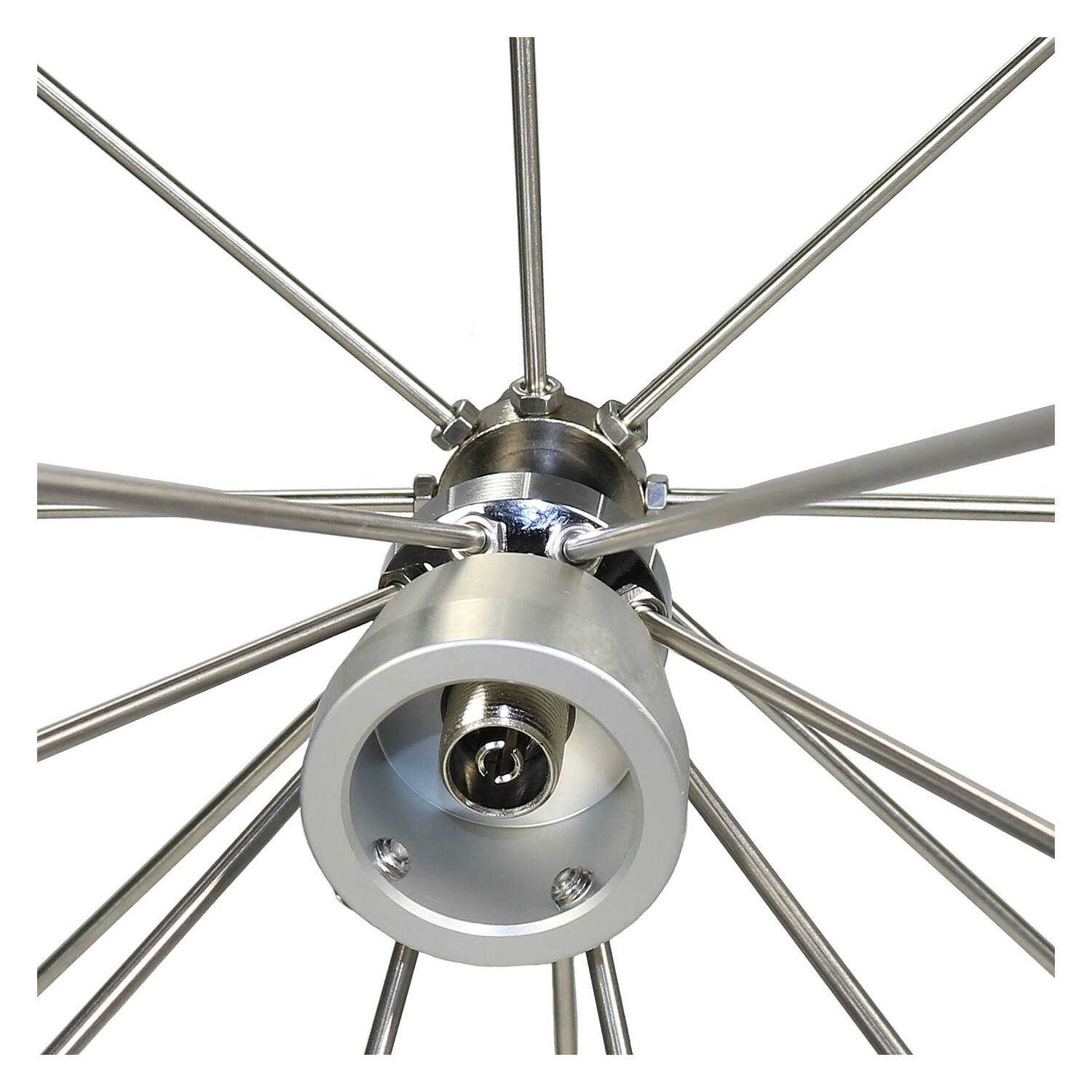 Angle. Tram - 200-Watt Broad-Band Scanner 25 MHz to 1,300 MHz Super Discone Stainless Steel Base Antenna - Silver.