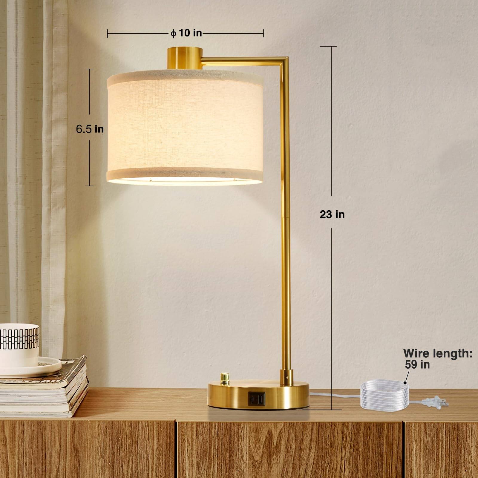 - Diameter: 10 in
- Height: 6.5 in
- Overall height: 23 in
- Wire length: 59 in