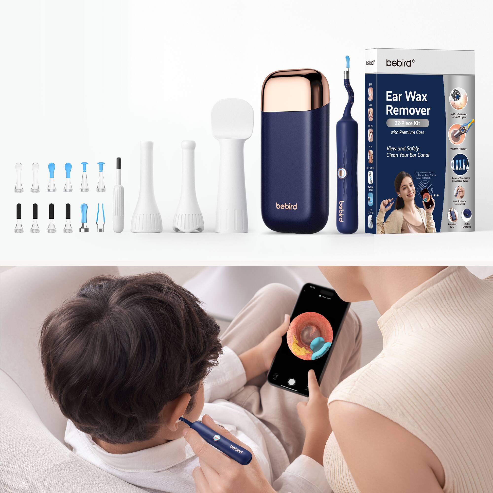 2 bebird - Ear Wax Remover 22-Piece Kit with Premium Case - View and Safely Clean Your Ear Canal