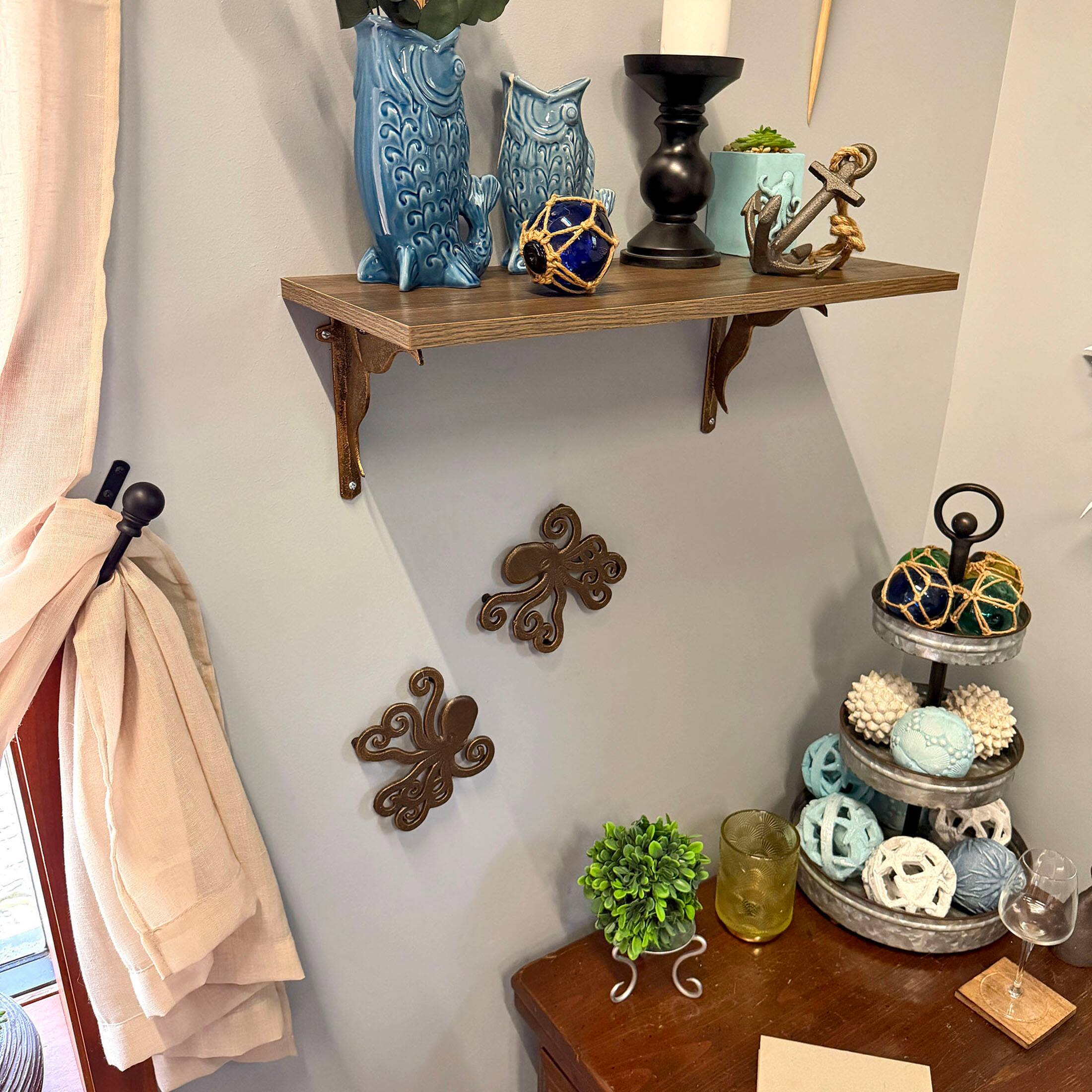 Alt View 7. Things2Die4 - Octopus Trivet Set of 2 Bronze Cast Iron Coastal Kitchen Decor 6.5 In - Bronze.