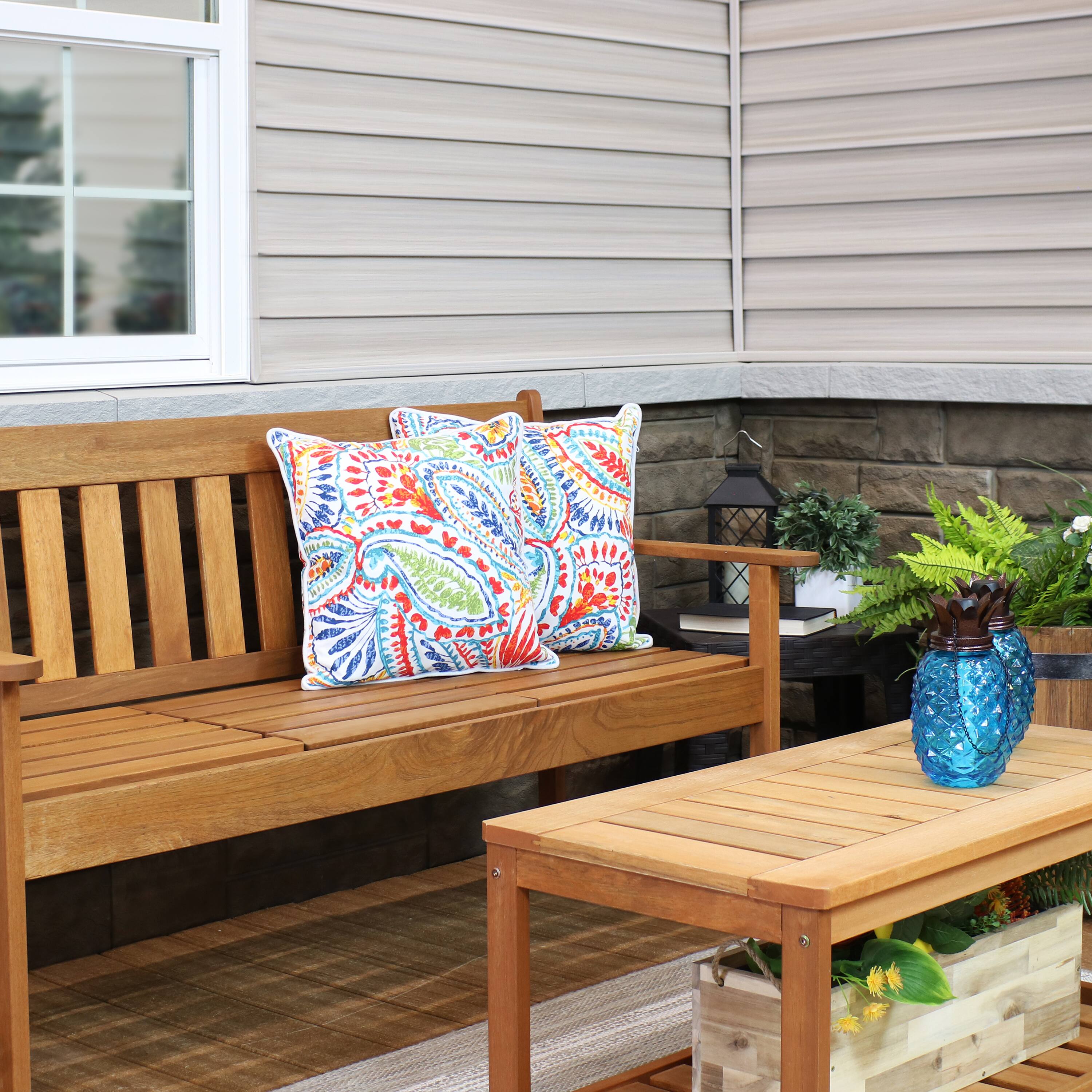 Alt View 6. Sunnydaze - Square Indoor and Outdoor Throw Pillow - 16 in - Bold Paisley.