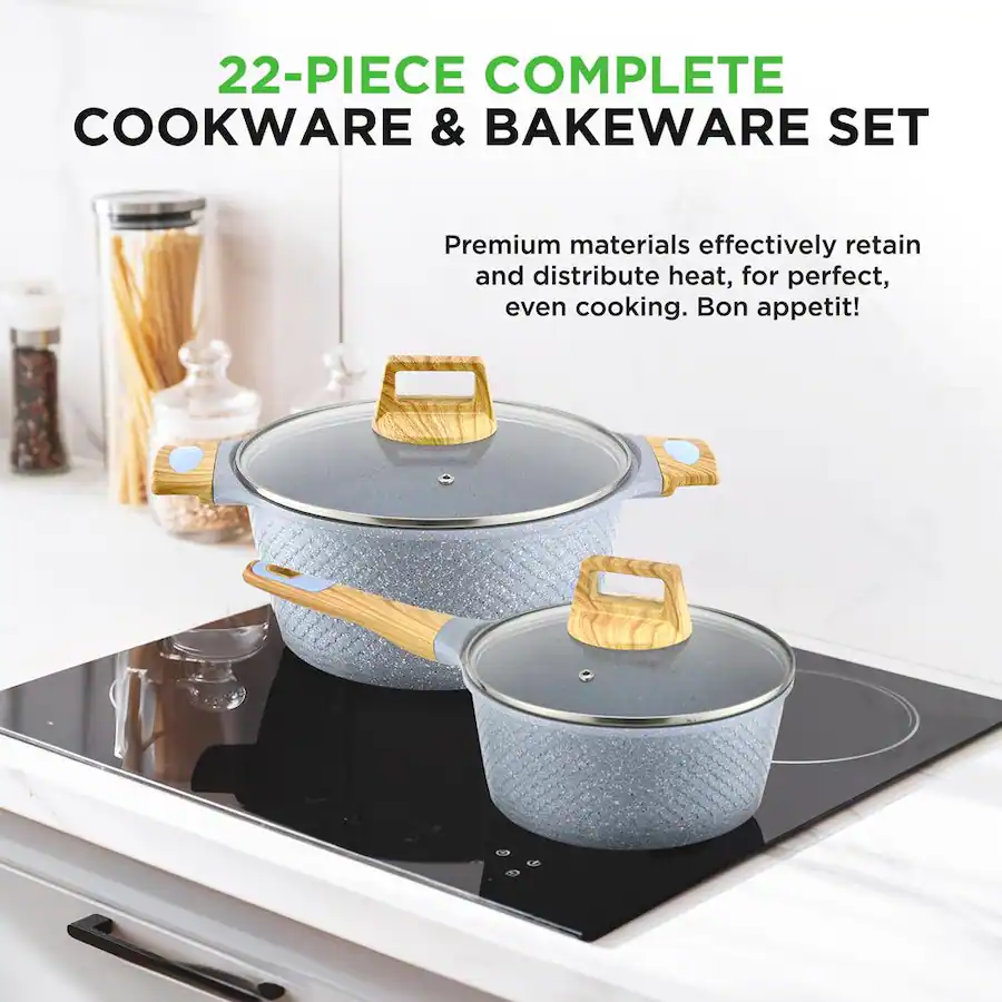 NutriChef 22 Piece Cookware and Bakeware Set NCCW22GRA - Best Buy