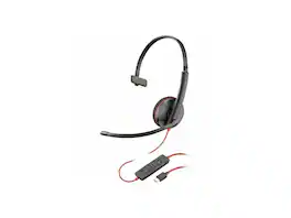 HP - Poly Blackwire 3210 USB-C Monaural Headset w/Adapter - 32 Ohm - 5.2ft - Omni Mic - Black