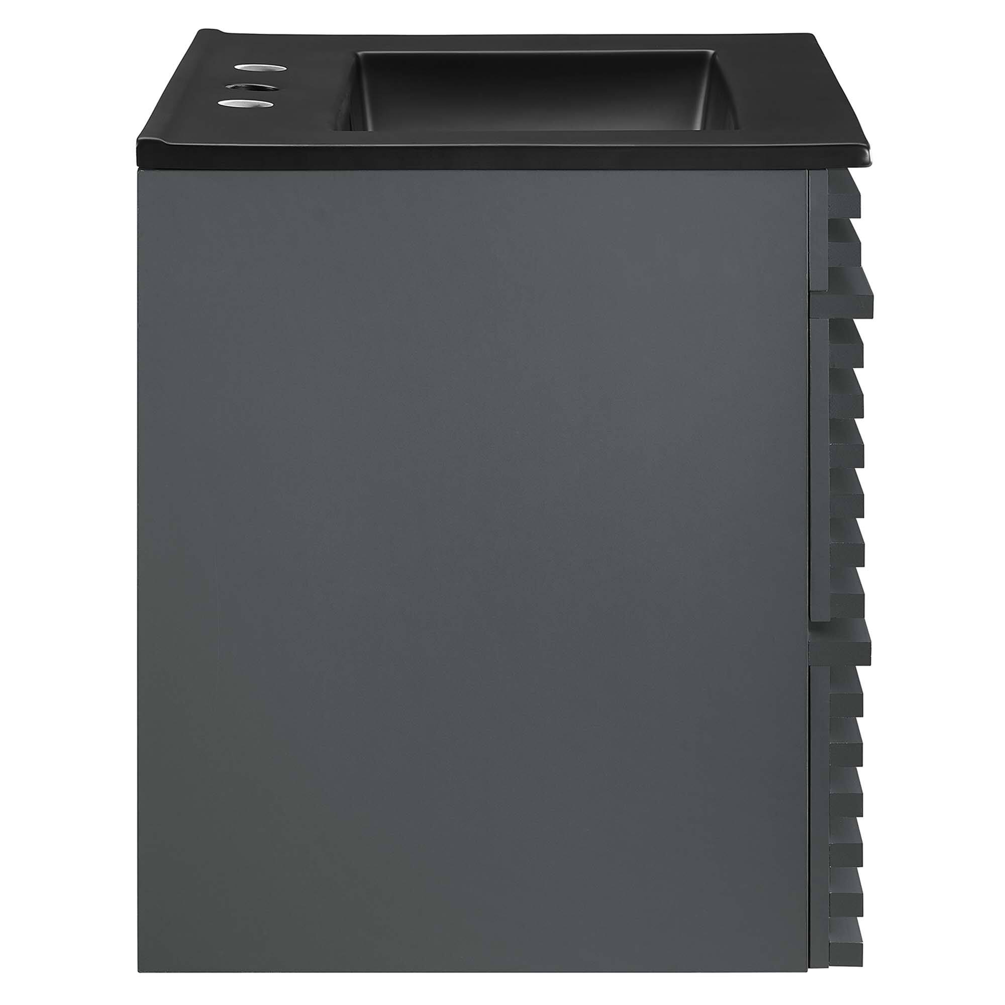 Alt View 1. Modway - Render Wall-Mount Bathroom Vanity with Black Basin Included - Gray Black.