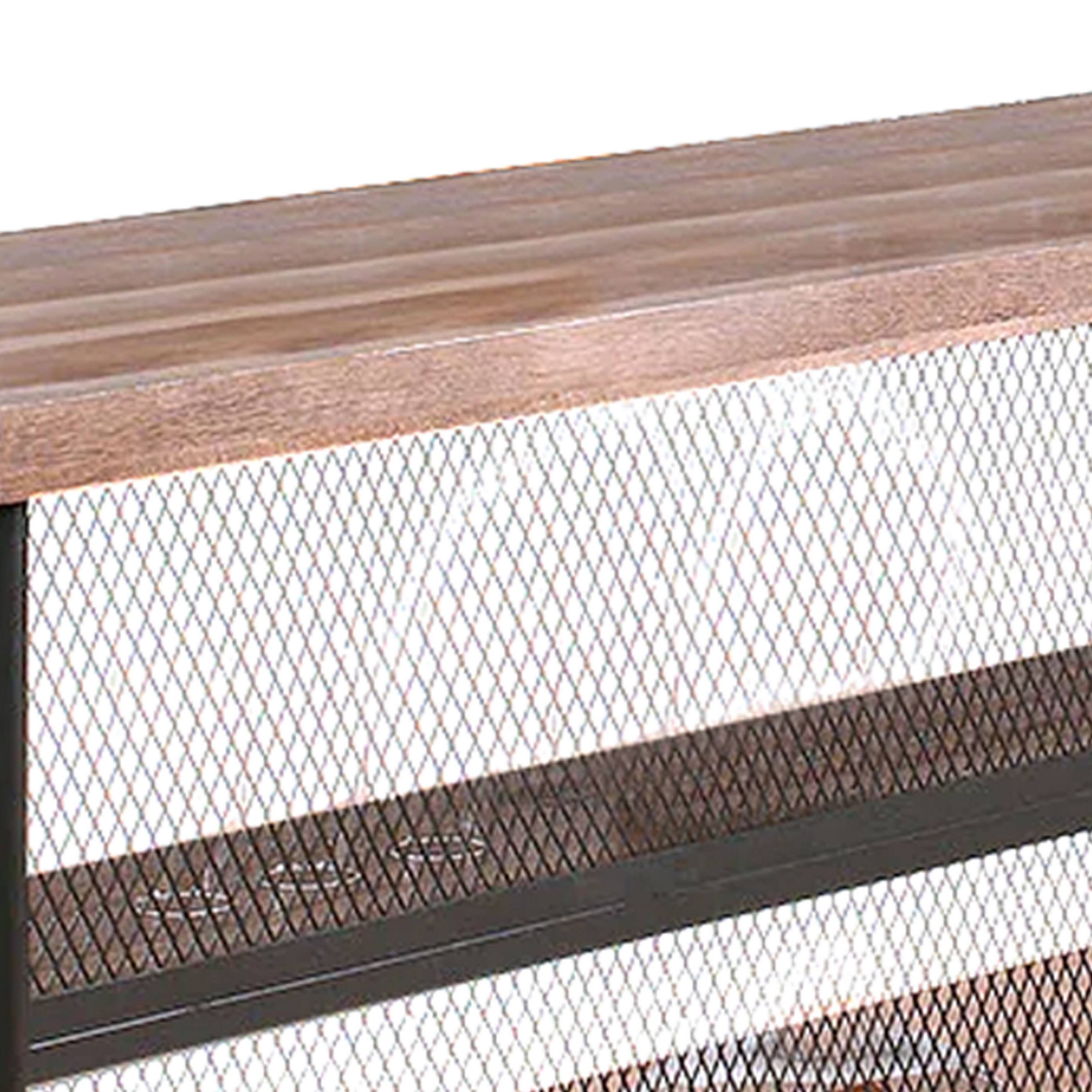 Alt View 2. Manhattan Lane - 59 Inch Bar Table with Hanging Rack, Sand Black Metal, Natural Brown Wood - Black, Brown, Copper.