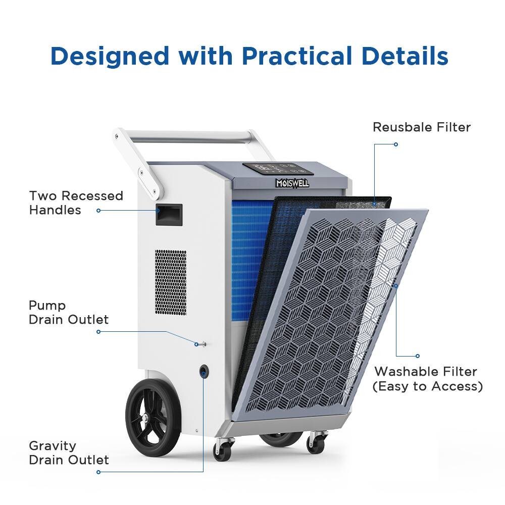 Designed with Practical Details

- Two Recessed Handles
- Reusable Filter
- Pump Drain Outlet
- Washable Filter (Easy to Access)
- Gravity Drain Outlet