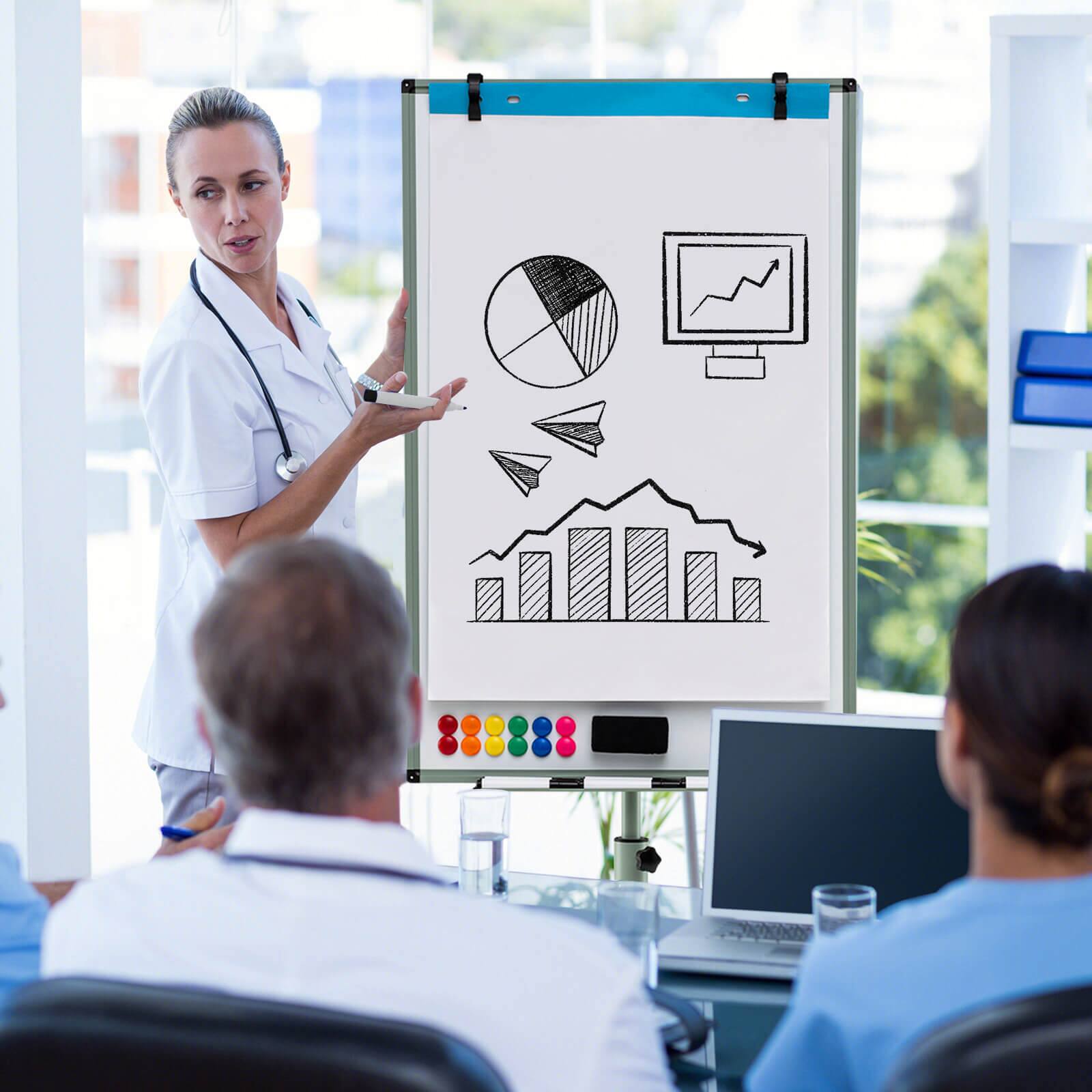 Alt View 1. Costway - Costway Mobile Whiteboard 40" x 26" Height Adjustable Magnetic Dry Erase Board with Stand - Green.