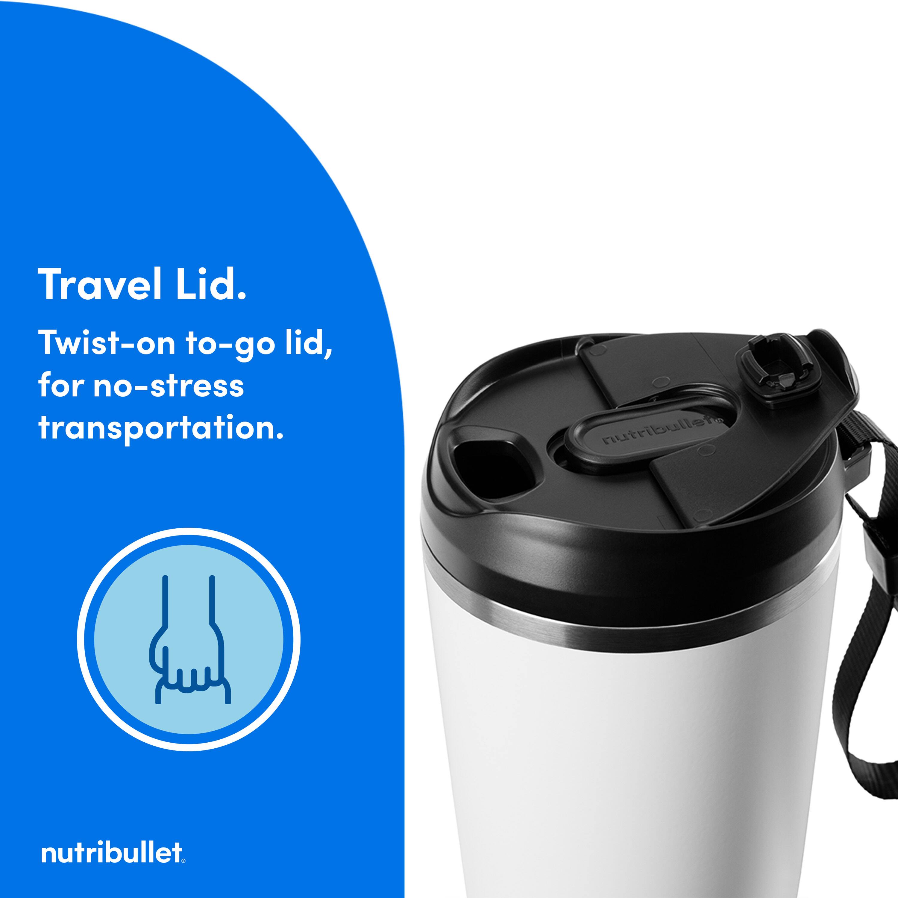 Travel Lid. Twist-on to-go lid, for no-stress transportation. NutriBullet.