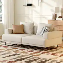 luck idea - 66.14" Breathable Cotton-Linen Fabric Sofa,couch, Solid Wood Frame, High-Elastic Sponge Seat Cushion - Light Beige