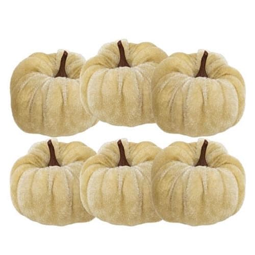 BreeBe - 6/Set Mini Velvet Pumpkins - Ivory