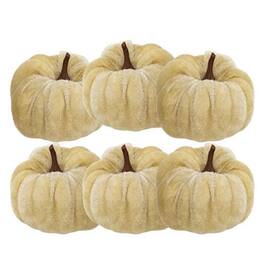 BreeBe - 6/Set Mini Velvet Pumpkins - Ivory