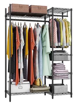 Hirose Alice - Xiofio 6 Tiers Heavy Duty Clothes Rack Metal Clothing Rack Clothing Rack with Hanging Rod and Wire Fixing - Default