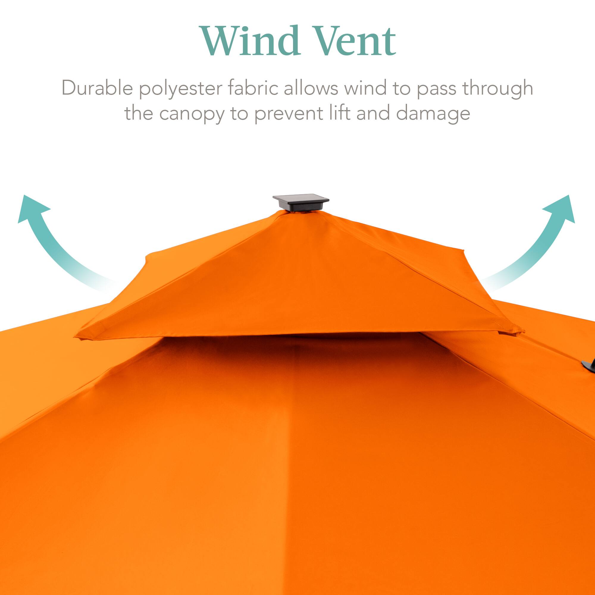 Wind Vent

Durable polyester fabric allows wind to pass through the canopy to prevent lift and damage