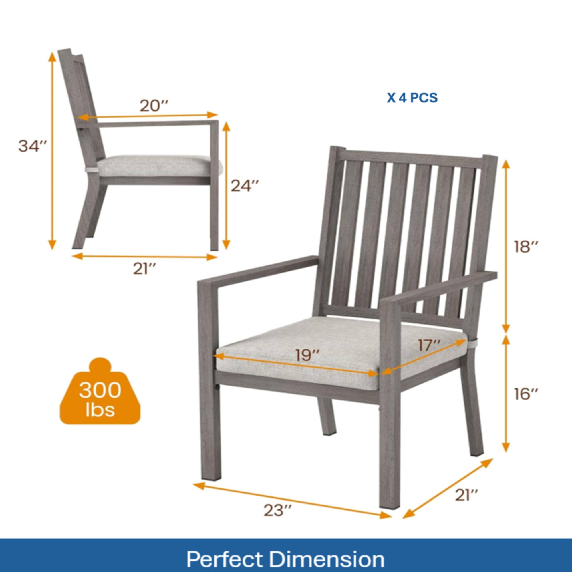20" X 4 PCS  
34"  
24"  
21"  
18"  
19"  
17"  
300 lbs  
16"  
23"  
21"  
Perfect Dimension