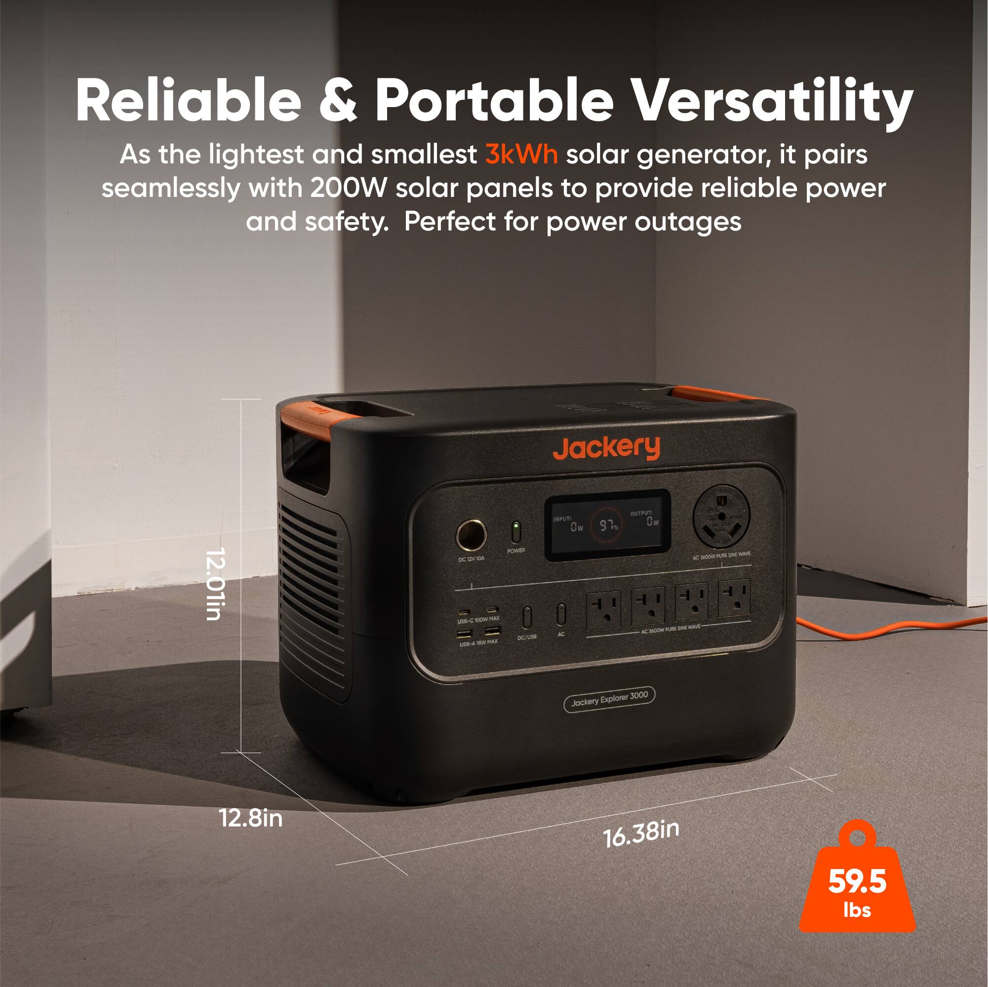 Reliable & Portable Versatility: As the lightest and smallest 3kWh solar generator, it pairs seamlessly with 200W solar panels to provide reliable power and safety. Perfect for power outages.