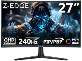 Z Z-Edge - UG27PX 27" 2K QHD 2560x1440 240Hz (DP 1.4) 144Hz (HDMI 2.1) 1ms Curved Gaming Monitor, 1.07B Colors, FreeSync - Black
