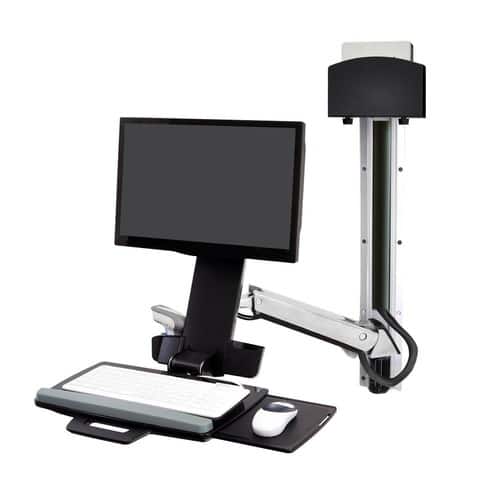 Ergotron - Ergoton Styleview 45-273-026 Sit and Stand Monitor Mount - Polished Aluminum - Monitor, Keyboard, Mouse Holder - Black, Polished Aluminum