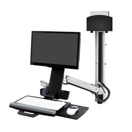 Ergotron - Ergoton Styleview 45-273-026 Sit and Stand Monitor Mount - Polished Aluminum - Monitor, Keyboard, Mouse Holder - Black, Polished Aluminum