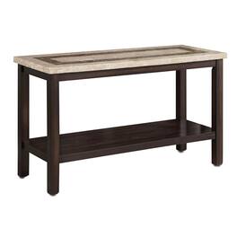 Manhattan Lane - Cora 48 Inch Console Sofa Table, Faux Marble, Block Legs, Espresso - Brown