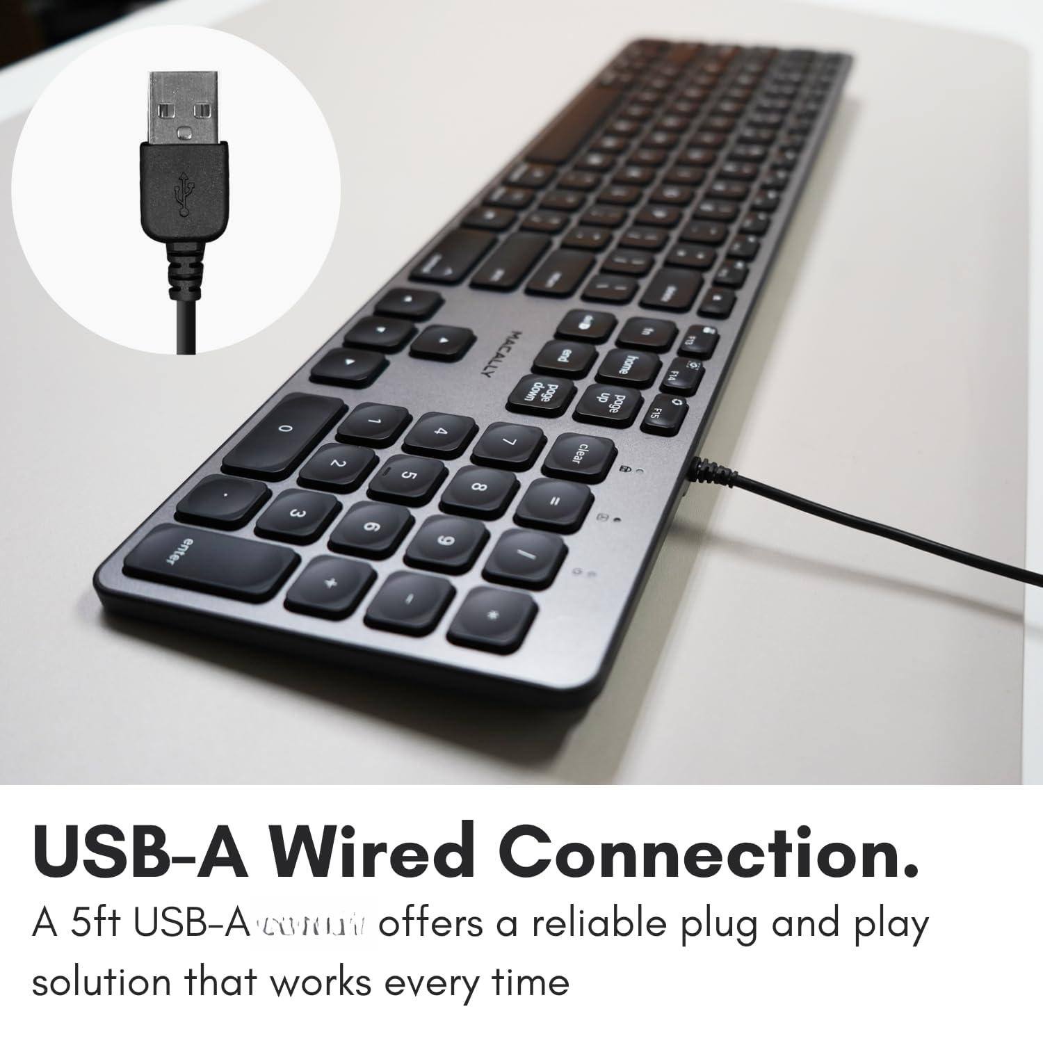 USB-A Wired Connection.  
A 5ft USB-A cable offers a reliable plug and play solution that works every time.